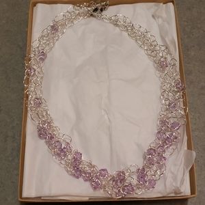 Silver and Light Purple Swarovski Crystal Necklace